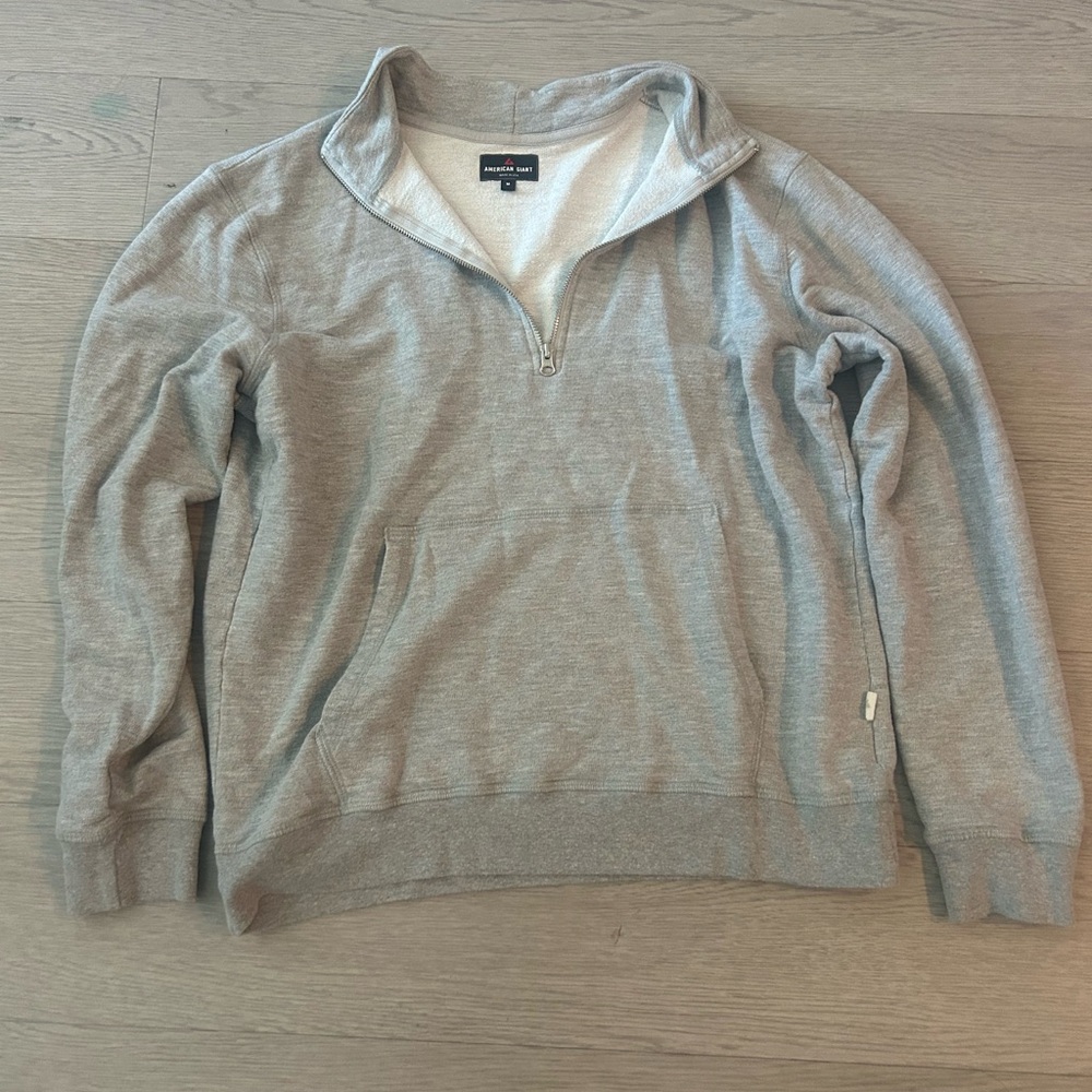 American Giant Quarter Zip Gray Sweater Size M